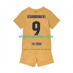 Camisola FC Barcelona Lewandowski 9 Criança Equipamento Segundo 2022-2023 Manga Curta